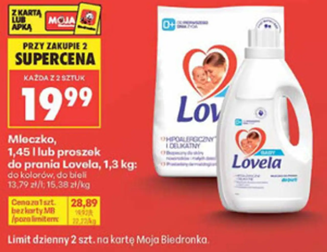 Mleczko, 1,45 l lub proszek do prania Lovela, 1,3 kg
