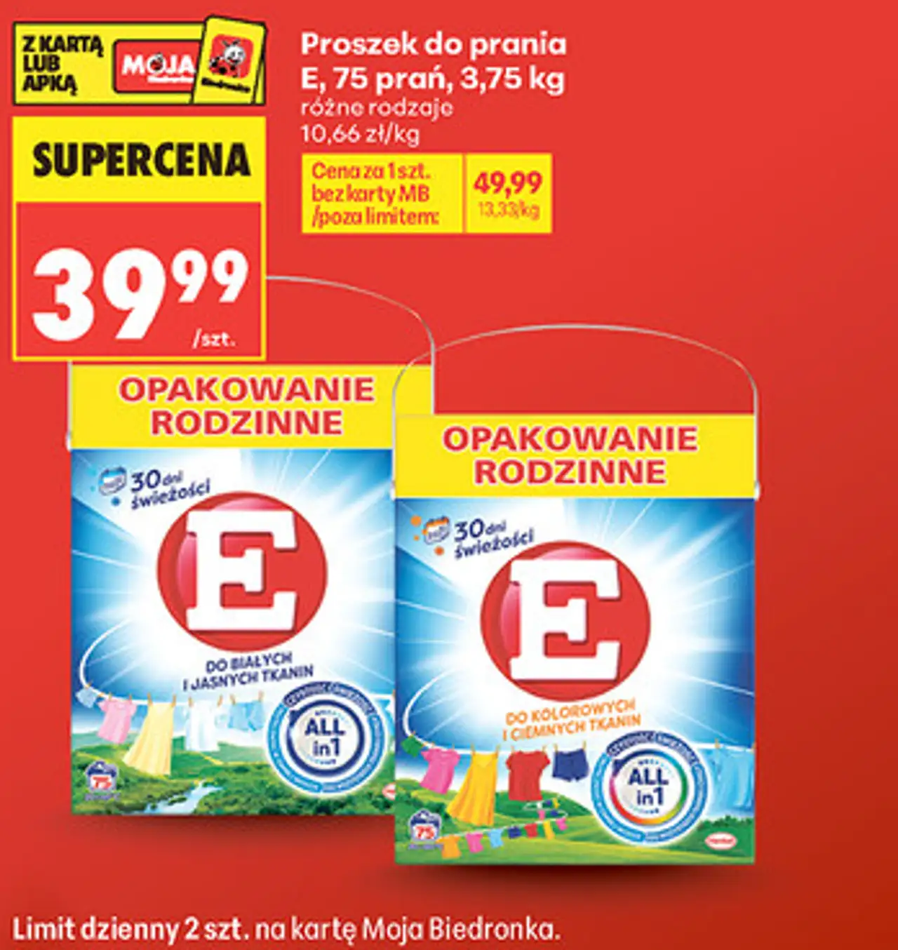 Proszek do prania E, 75 prań, 3,75 kg