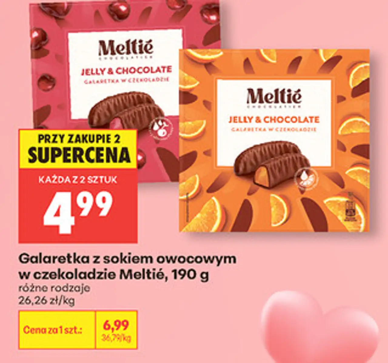 Galaretka z sokiem owocowym w czekoladzie Meltié, 190 g