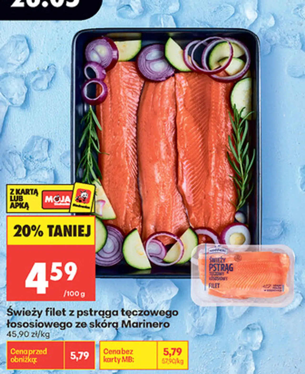 Świeży filet z pstrąga tęczowego łososiowego ze skórą Marinero