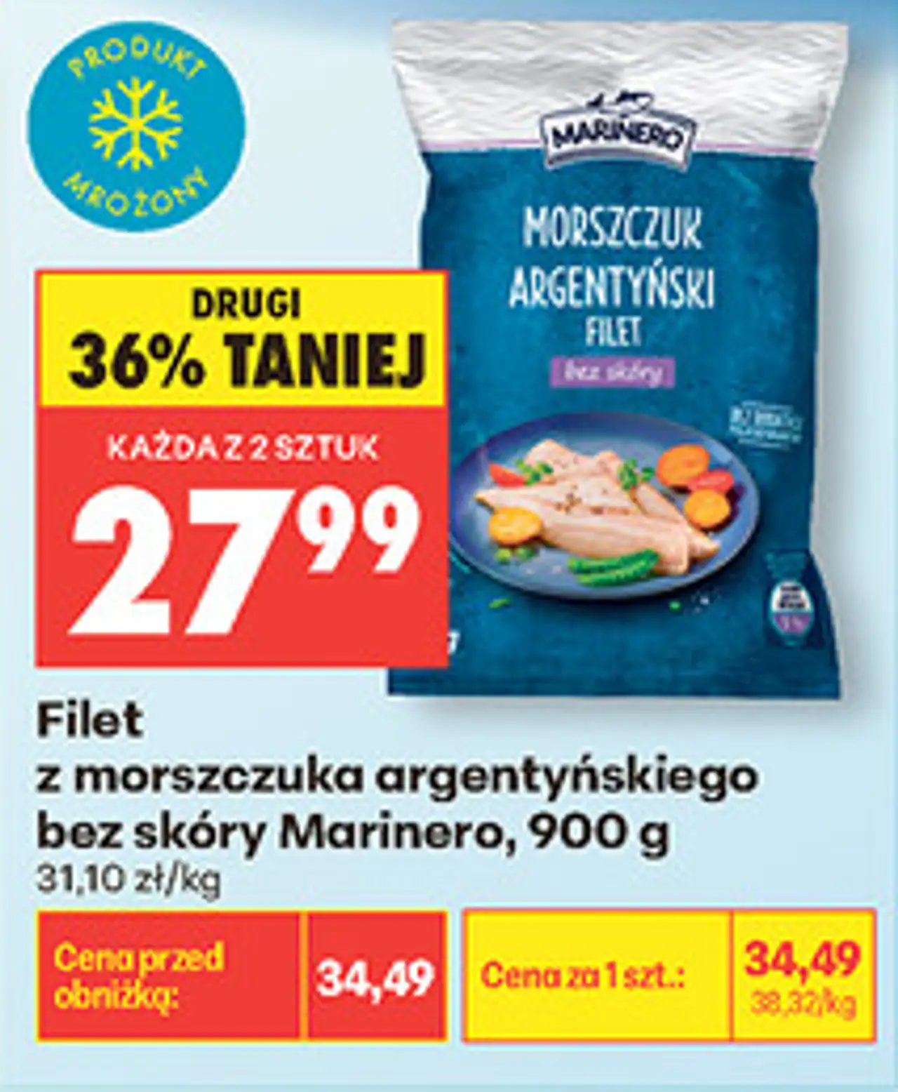Filet z morszczuka argentyńskiego bez skóry Marinero, 900 g