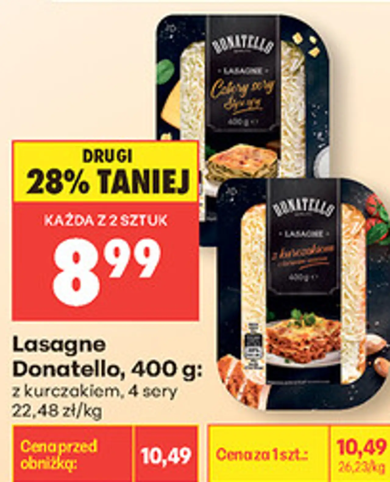 Lasagne Donatello, 400 g: z kurczakiem, 4 sery