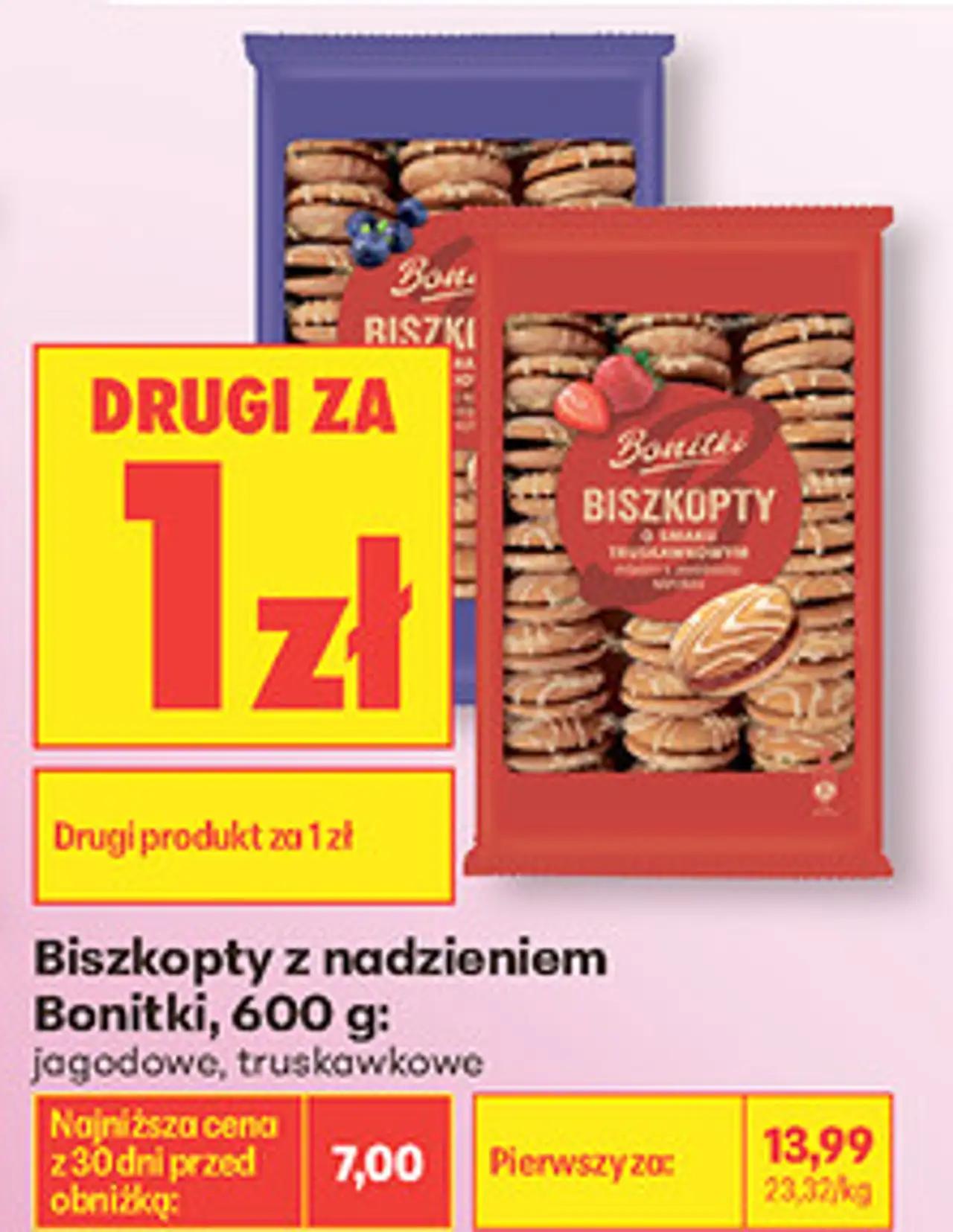 Biszkopty z nadzieniem Bonitki, 600 g: jagodowe, truskawkowe