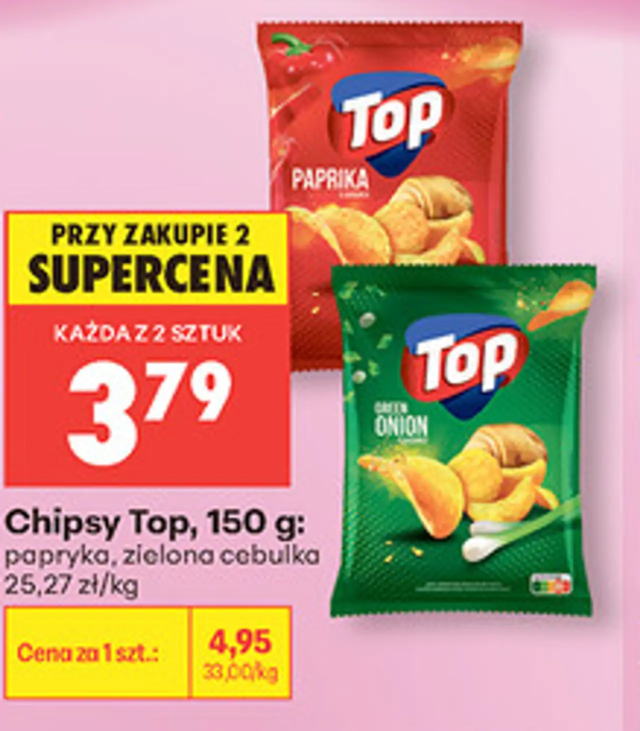 Chipsy Top, 150 g: papryka, zielona cebulka