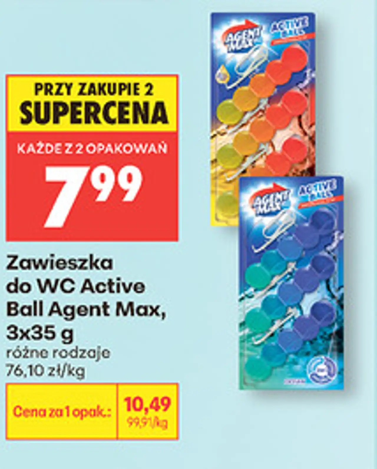 Zawieszka do WC Active Ball Agent Max, 3x35 g
