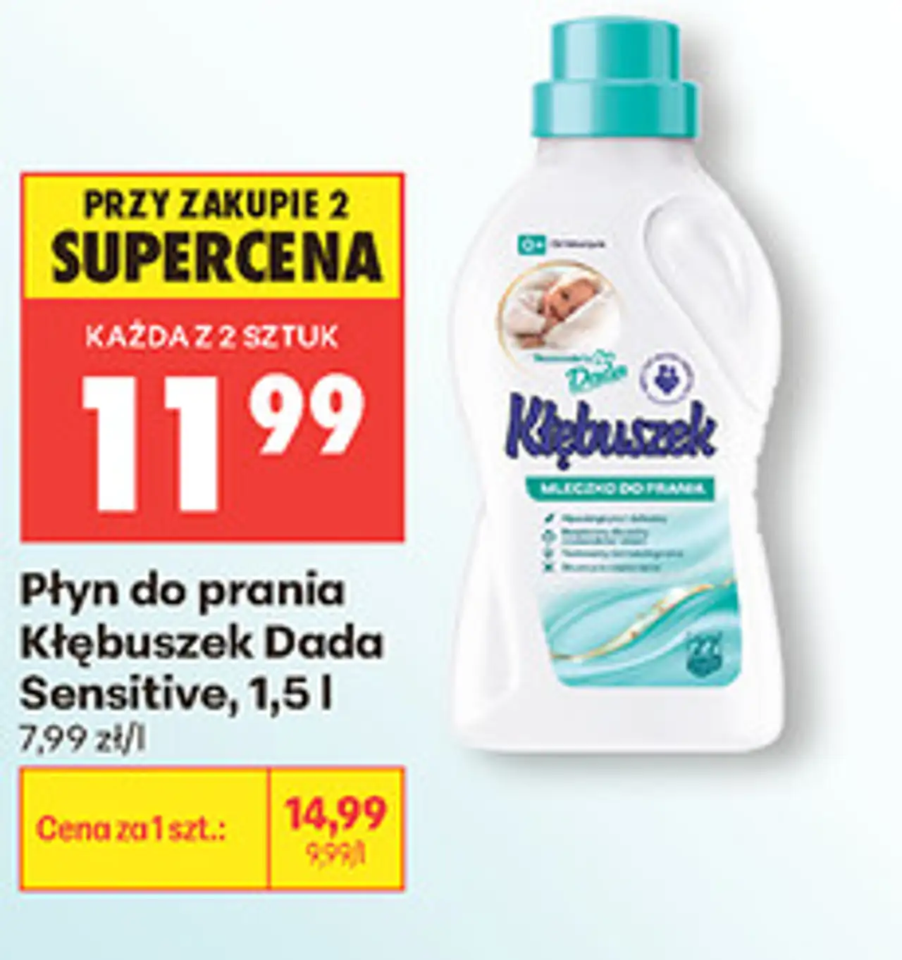 Płyn do prania Kłębuszek Dada Sensitive, 1,5 l