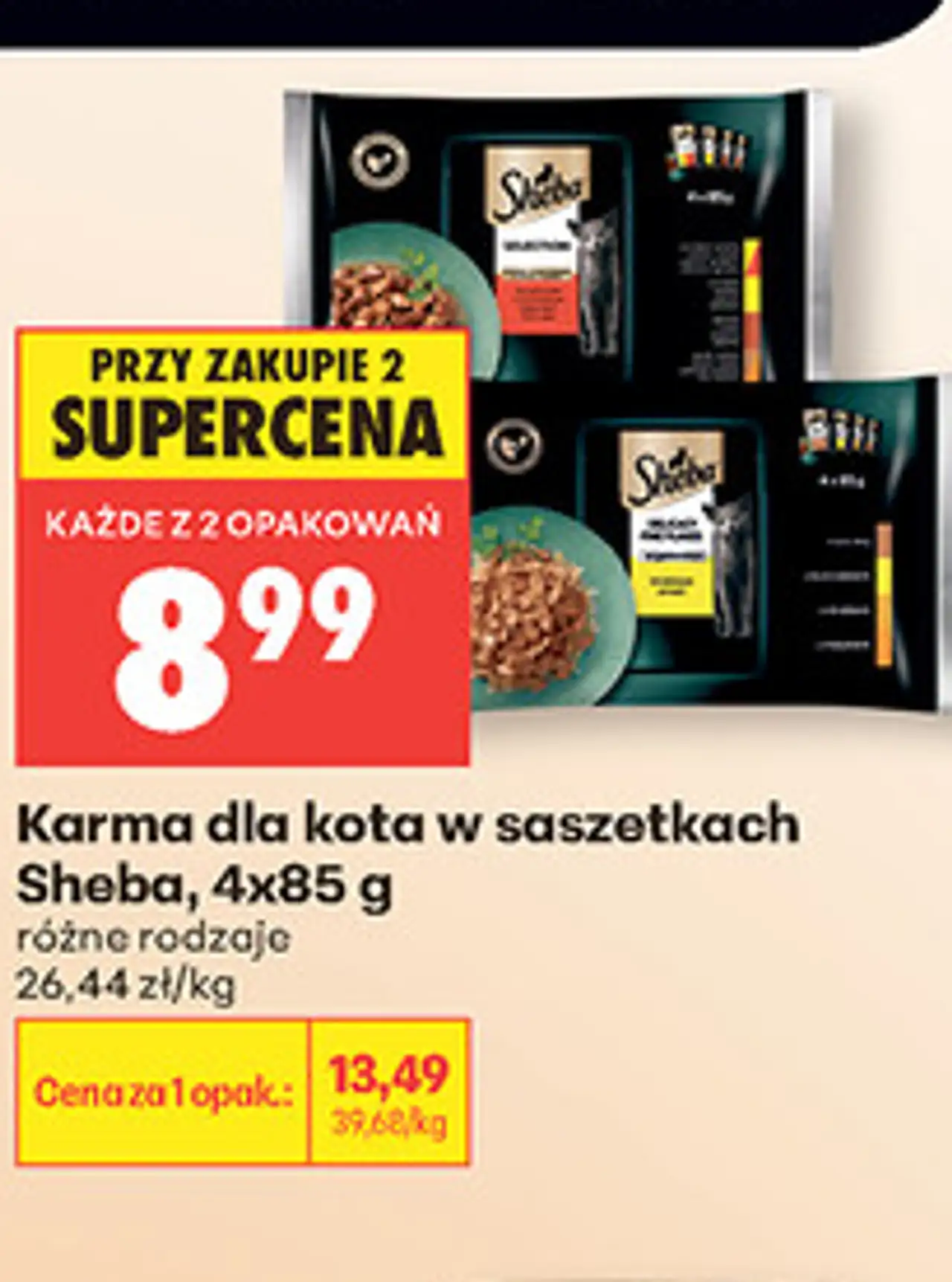 Karma dla kota w saszetkach Sheba, 4x85 g różne rodzaje