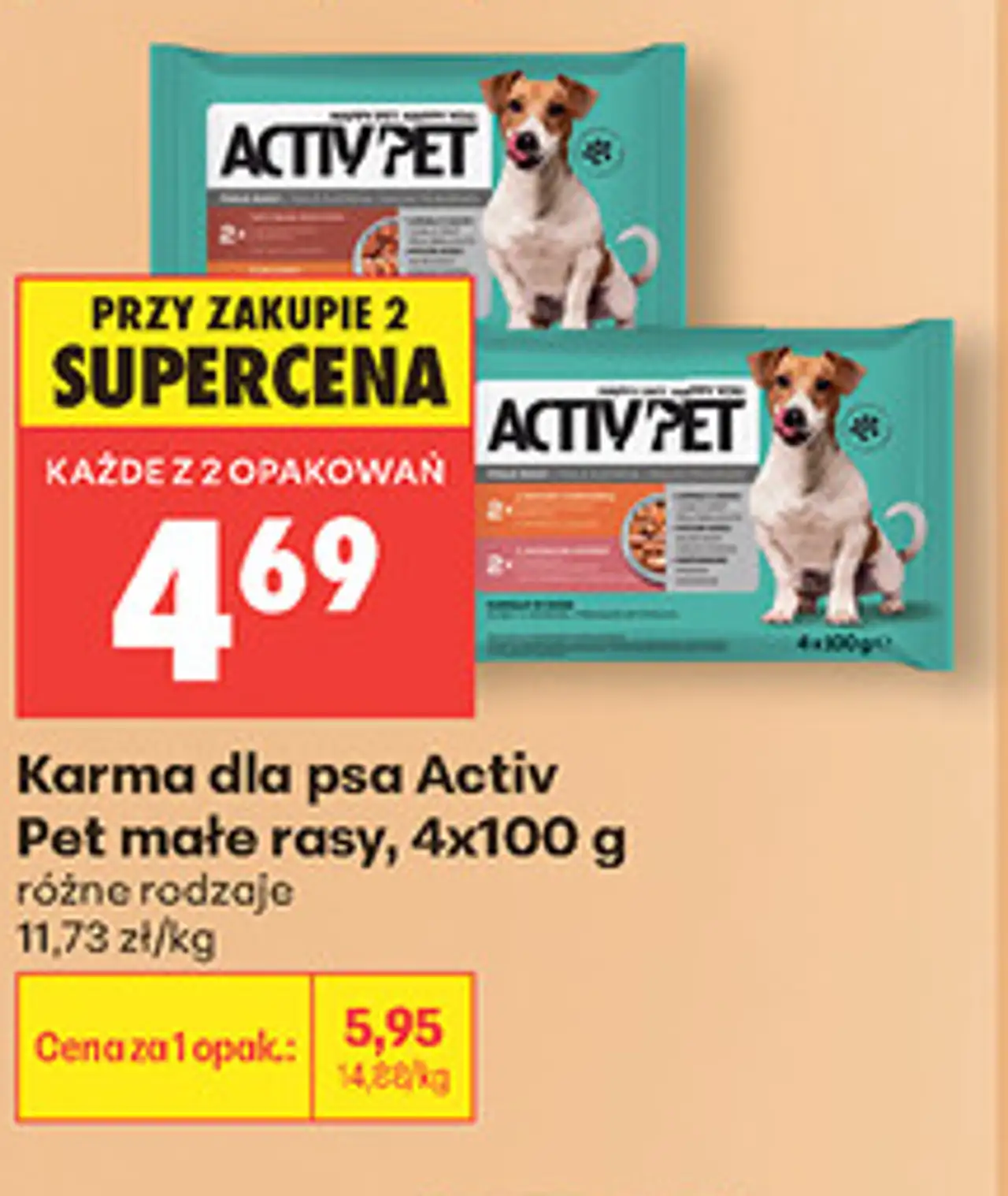 Karma dla psa Activ Pet małe rasy, 4x100 g różne rodzaje