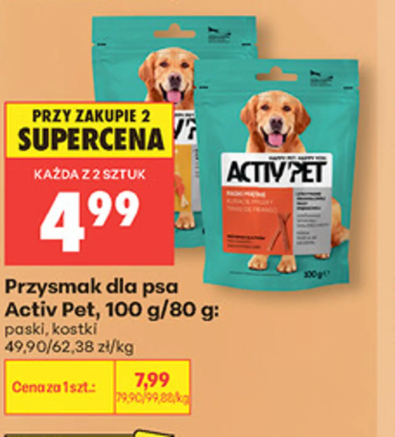 Przysmak dla psa Activ Pet, 100 g/80 g: paski, kostki
