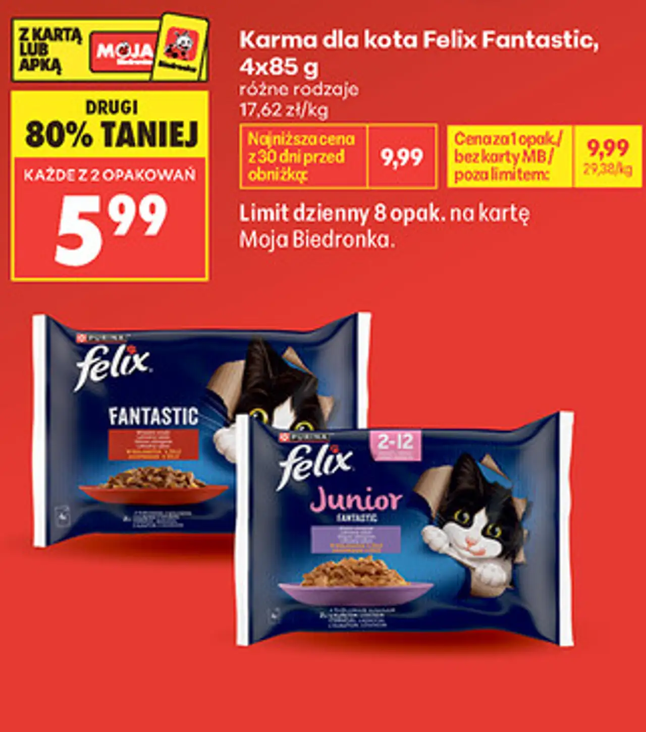 Karma dla kota Felix Fantastic, 4x85 g różne rodzaje