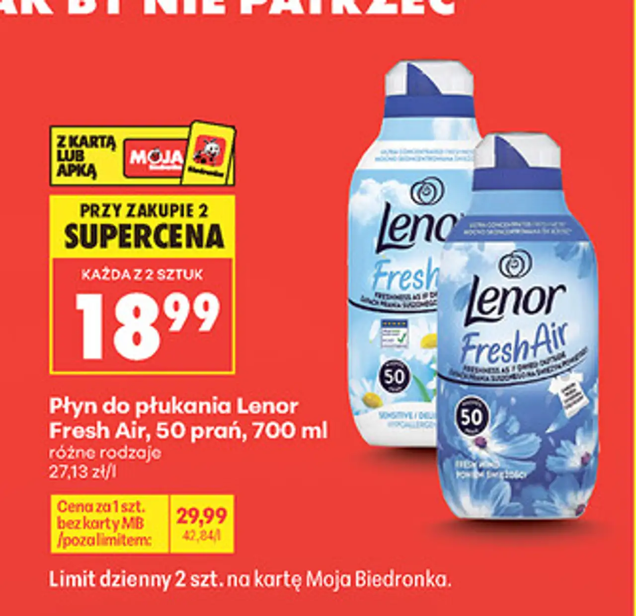 Płyn do płukania Lenor Fresh Air, 50 prań, 700 ml