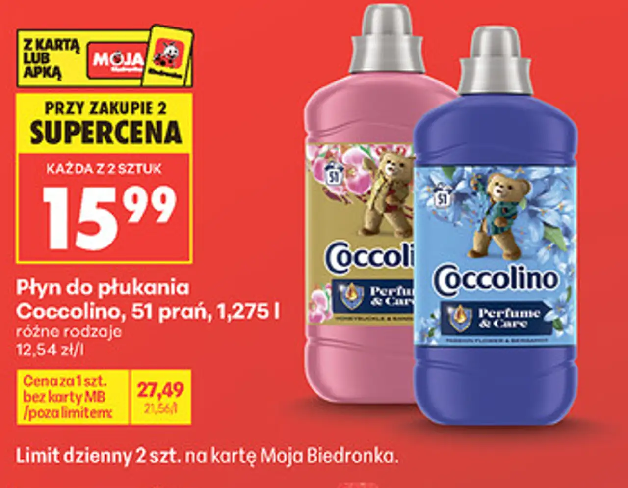 Płyn do płukania Coccolino, 51 prań, 1,275 l