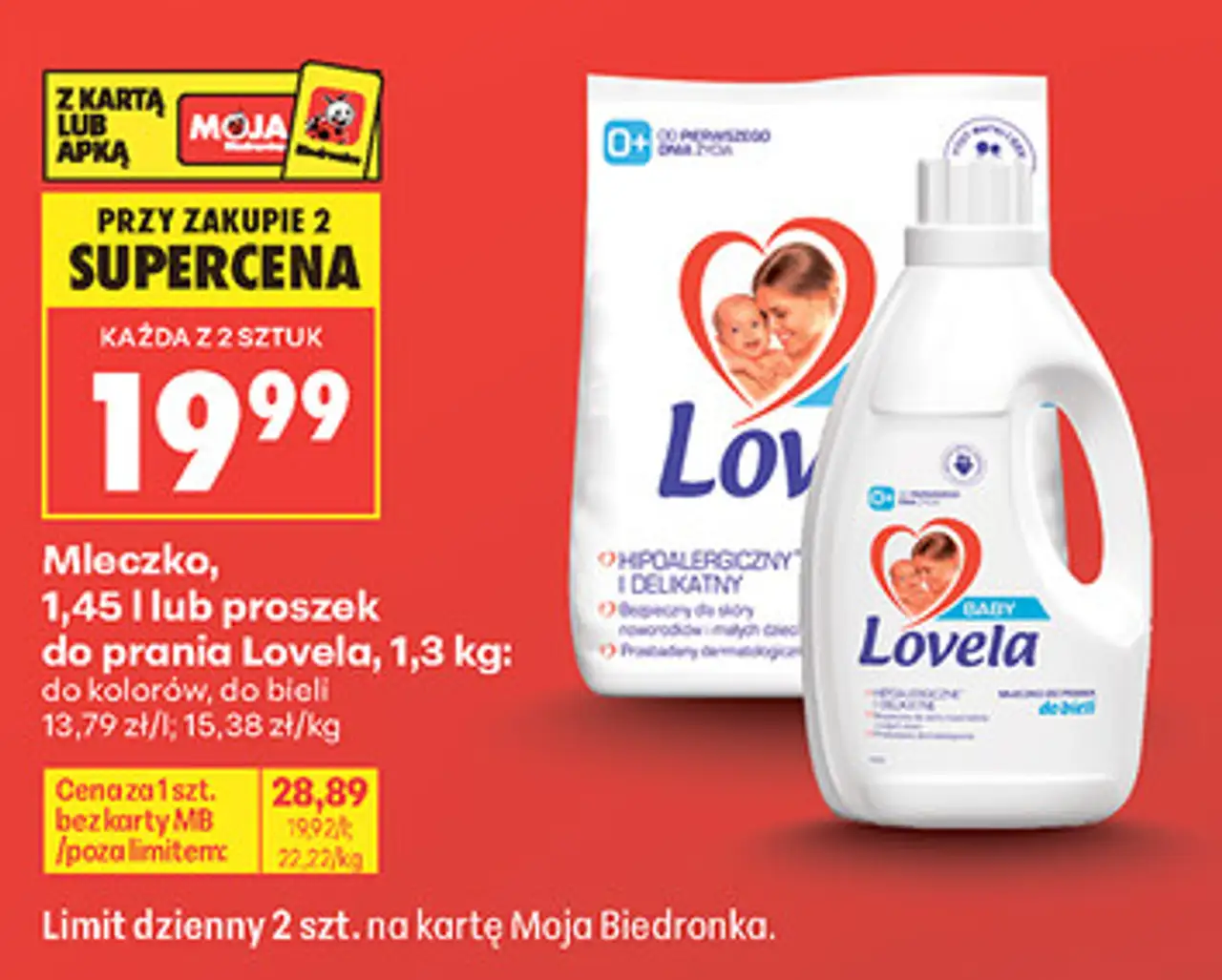 Mleczko, 1,45 l lub proszek do prania Lovela, 1,3 kg: