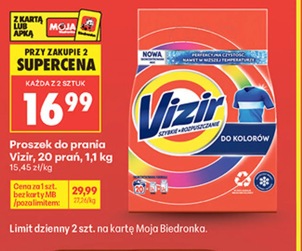 Proszek do prania Vizir, 20 prań, 1,1 kg