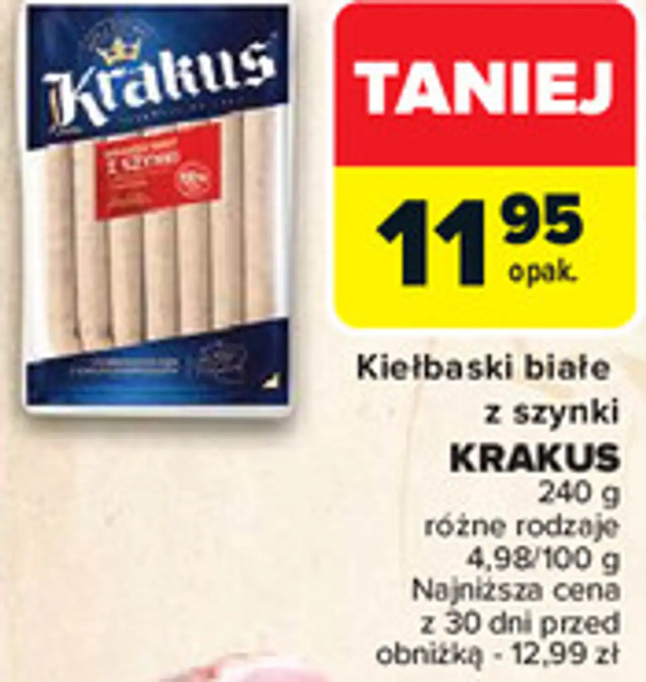 Kiełbaski białe z szynki KRAKUS