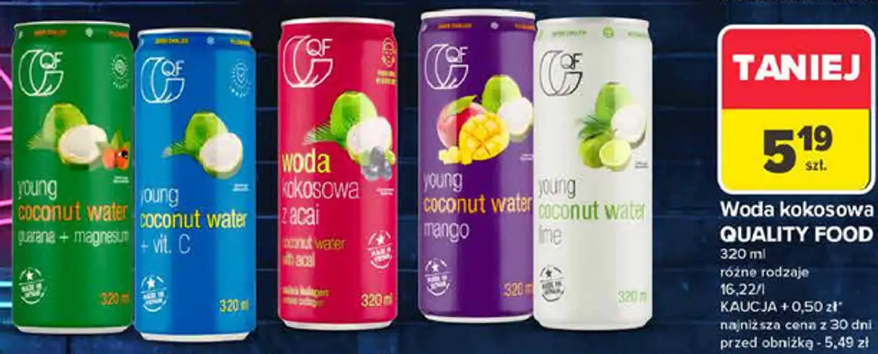 Woda kokosowa QUALITY FOOD 320 ml