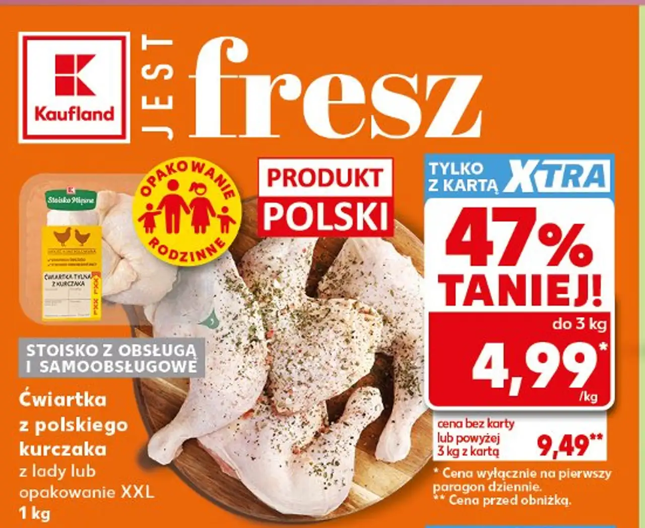 Ćwiartka z polskiego kurczaka z lady lub opakowanie XXL 1 kg