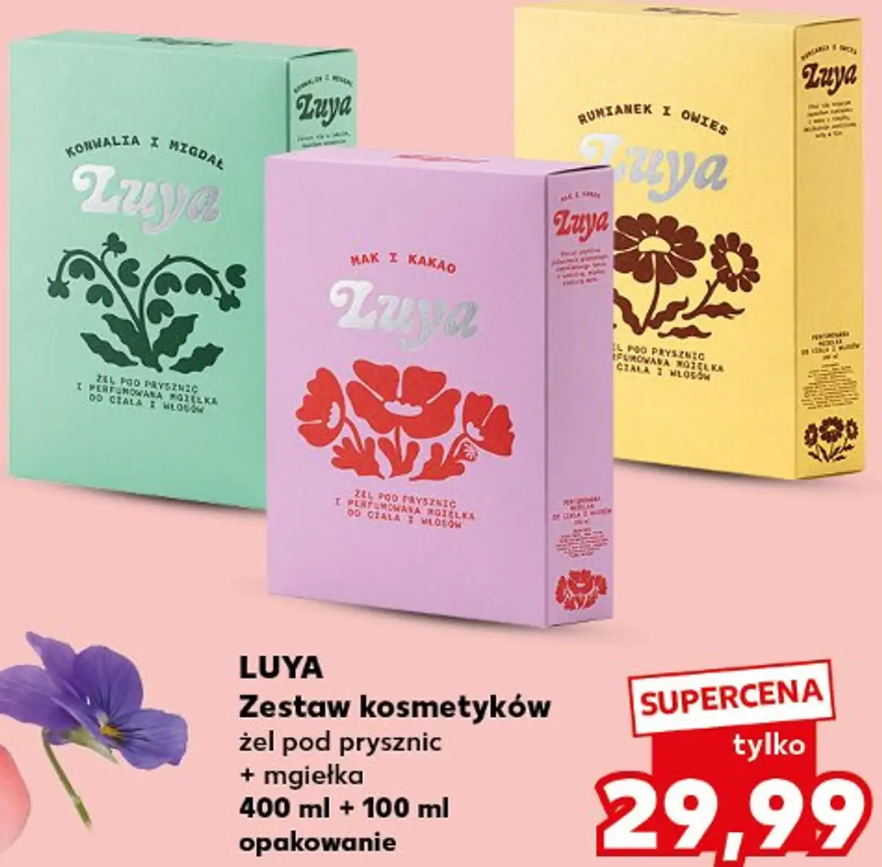 Zestaw kosmetyków LUYA żel pod prysznic + mgiełka 400 ml + 100 ml opakowanie