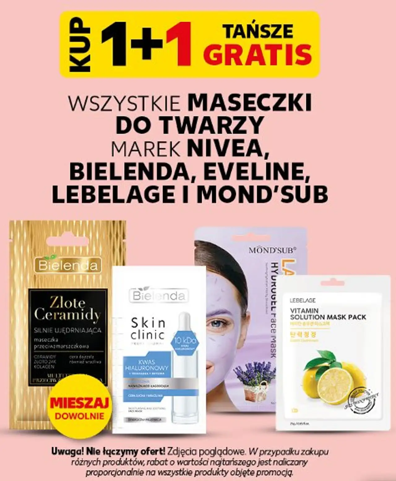 Wszystkie maseczki do twarzy marek Nivea, Bielenda, Eveline, Lebelage i Mond'sub