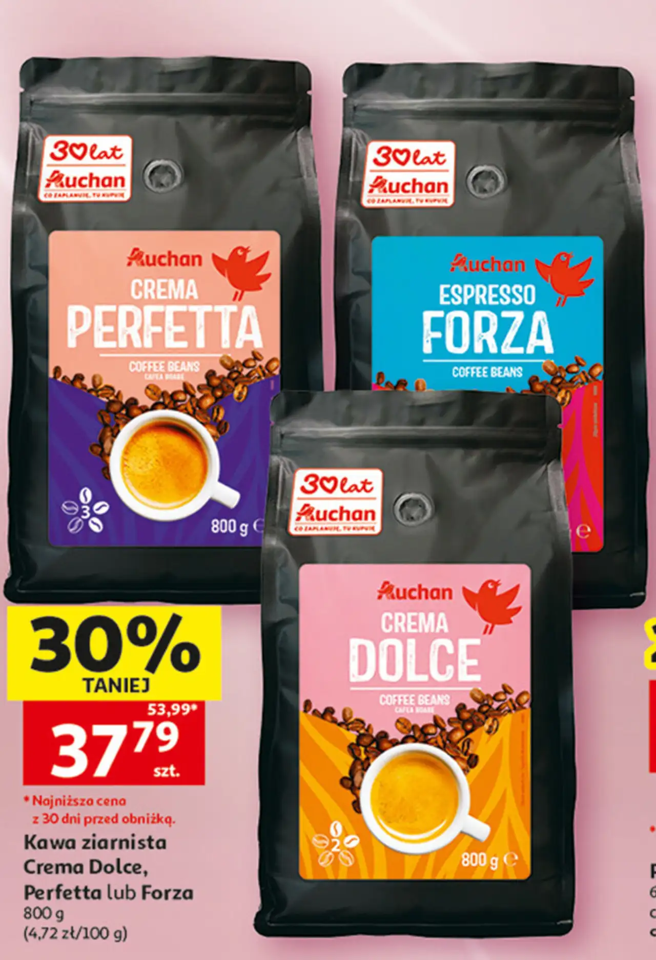 Kawa ziarnista Crema Dolce, Perfetta lub Forza Auchan
