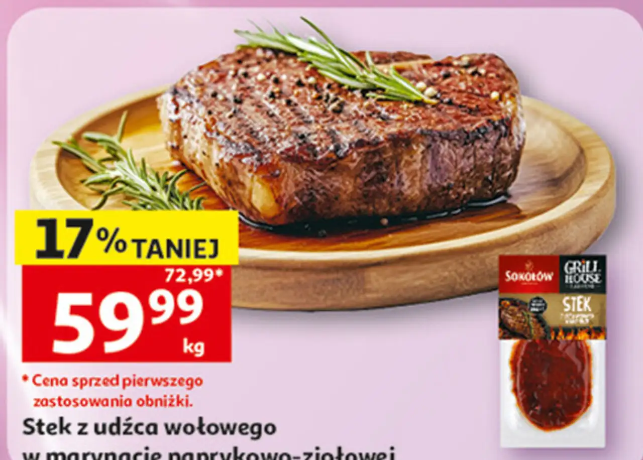 Stek z udźca wołowego w marynacie paprykowo-ziołowej