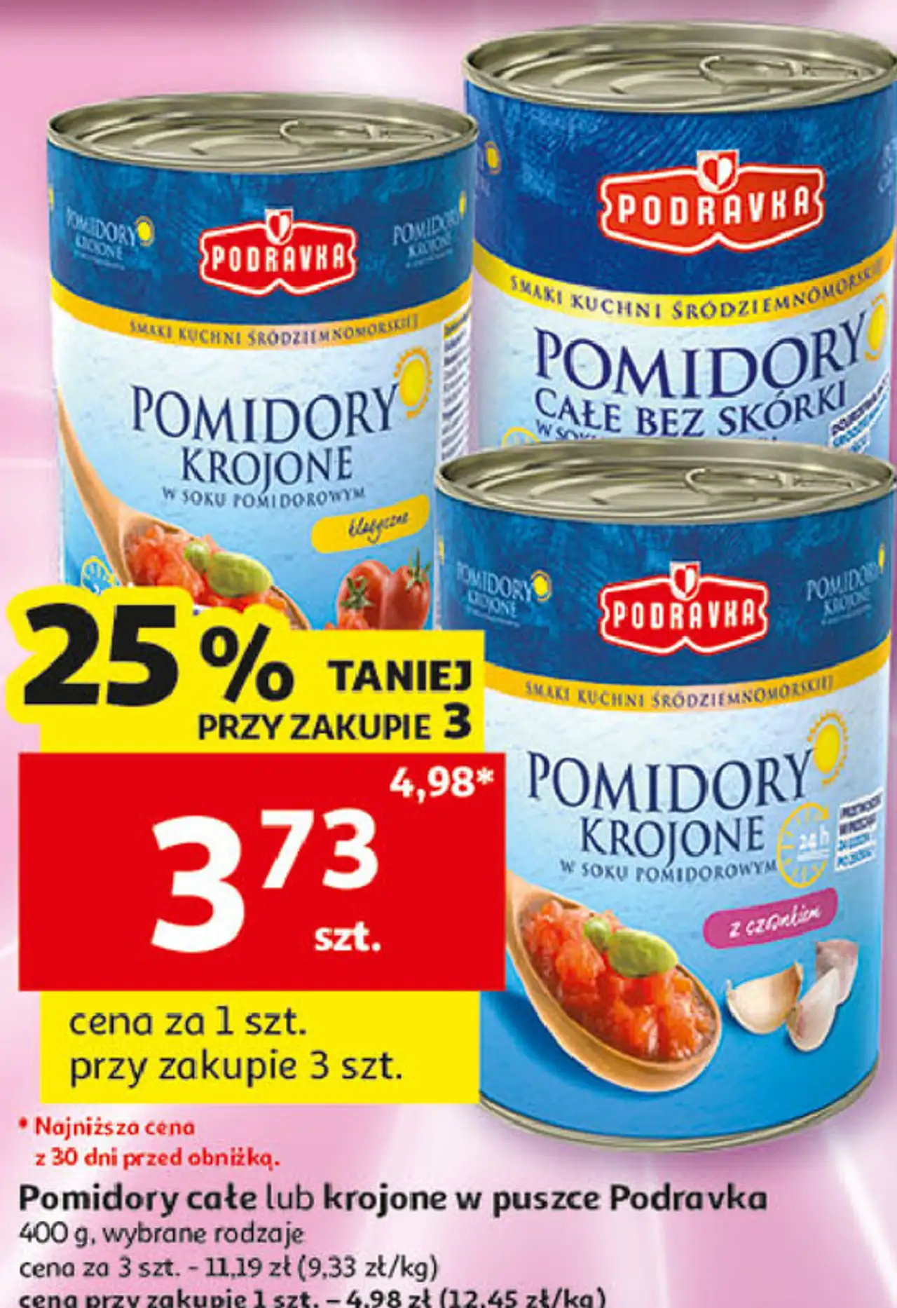 Pomidory całe lub krojone w puszce Podravka