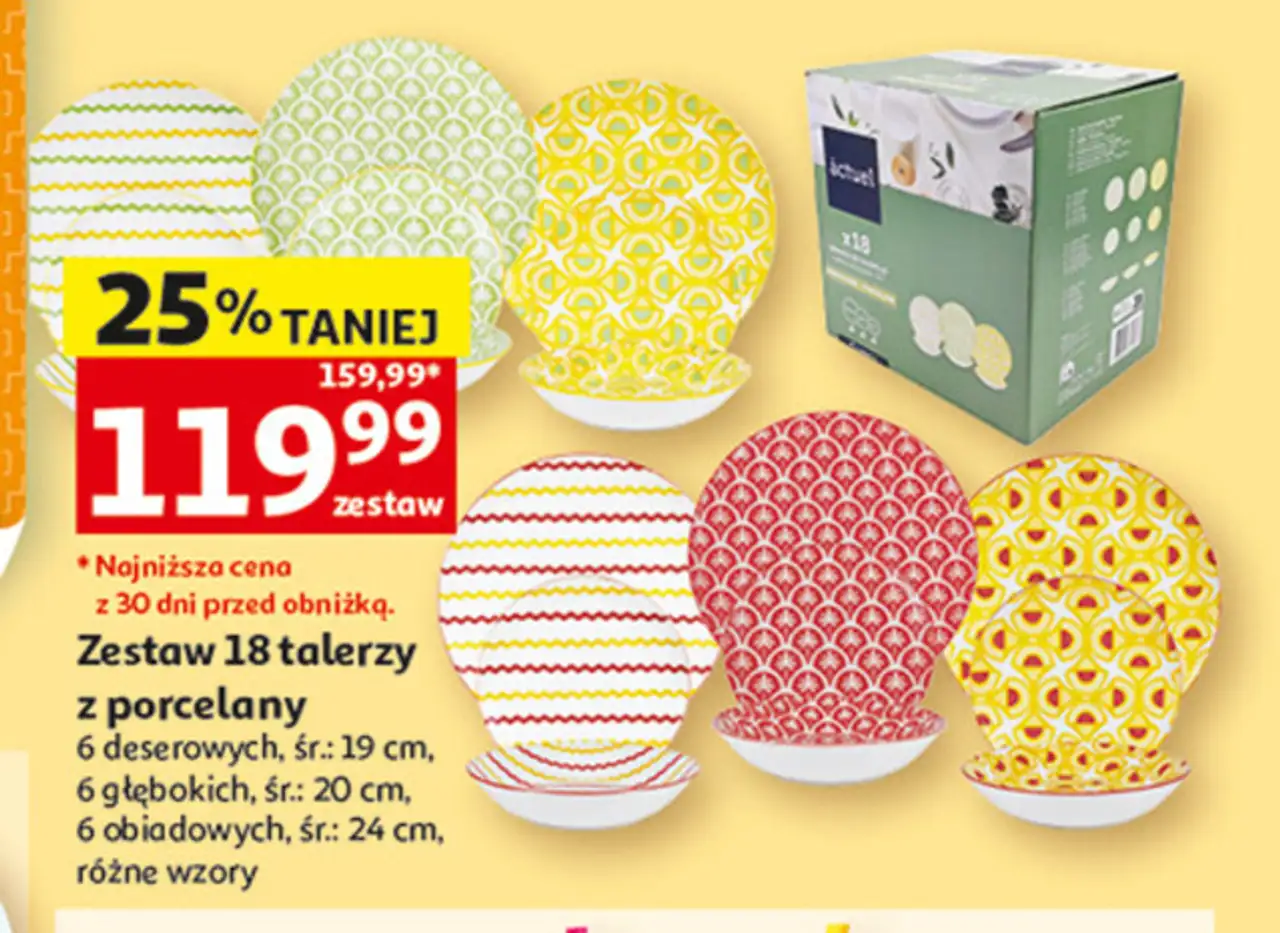 Zestaw 18 talerzy z porcelany actuel