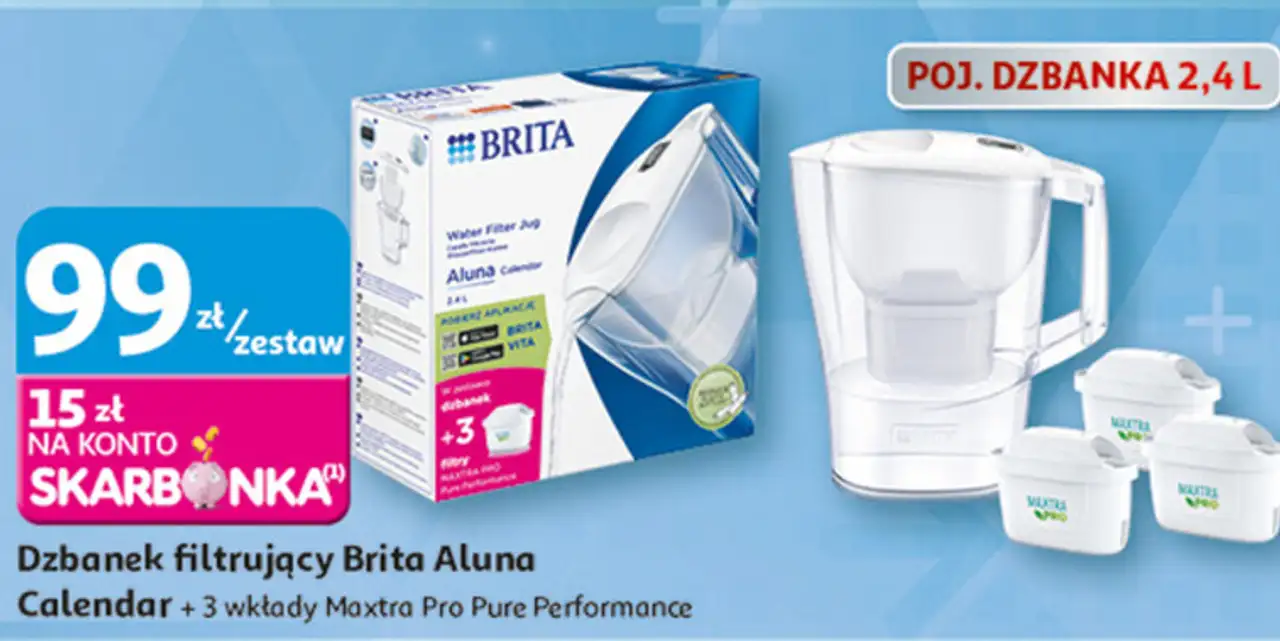 Dzbanek filtrujący Brita Aluna Calendar + 3 wkłady Maxtra Pro Pure Performance