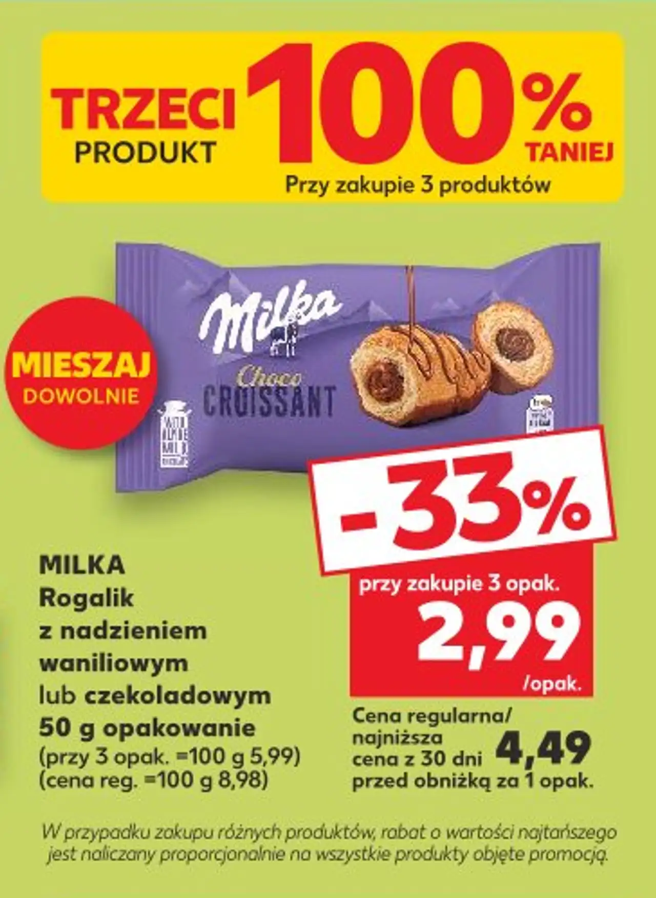 MILKA Rogalik z nadzieniem waniliowym lub czekoladowym 50 g opakowanie