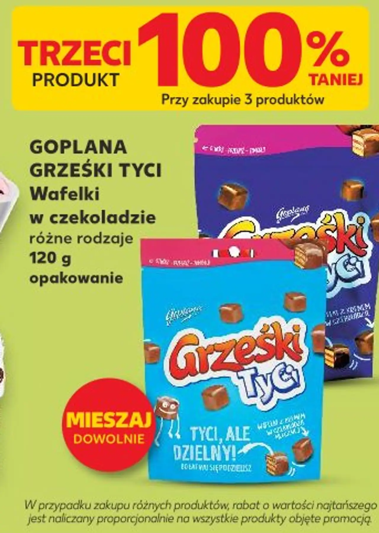 Goplana Grześki Tyci Wafelki w czekoladzie różne rodzaje 120 g opakowanie