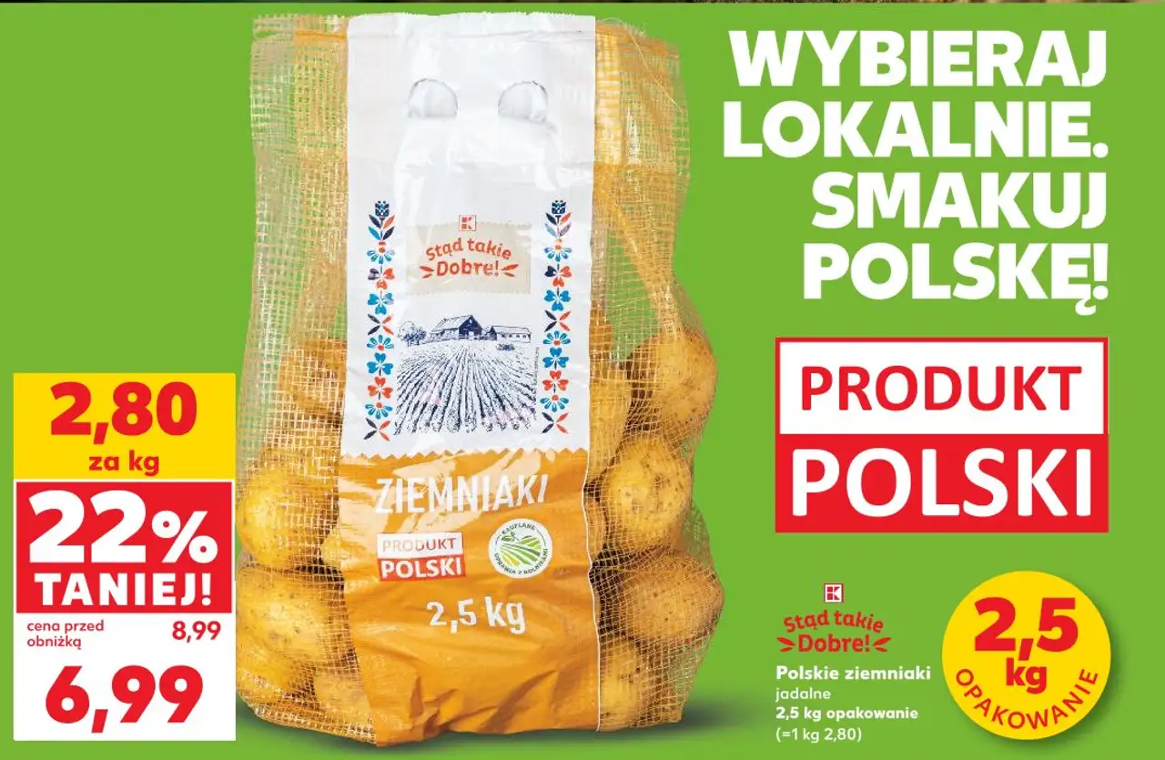 Stąd takie Dobre! Polskie ziemniaki jadalne 2,5 kg opakowanie