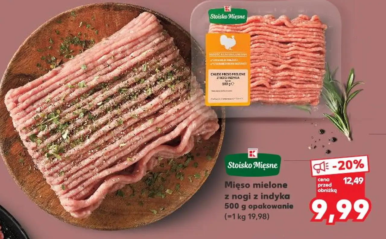 Stoisko Mięsne Mięso mielone z nogi z indyka 500 g opakowanie