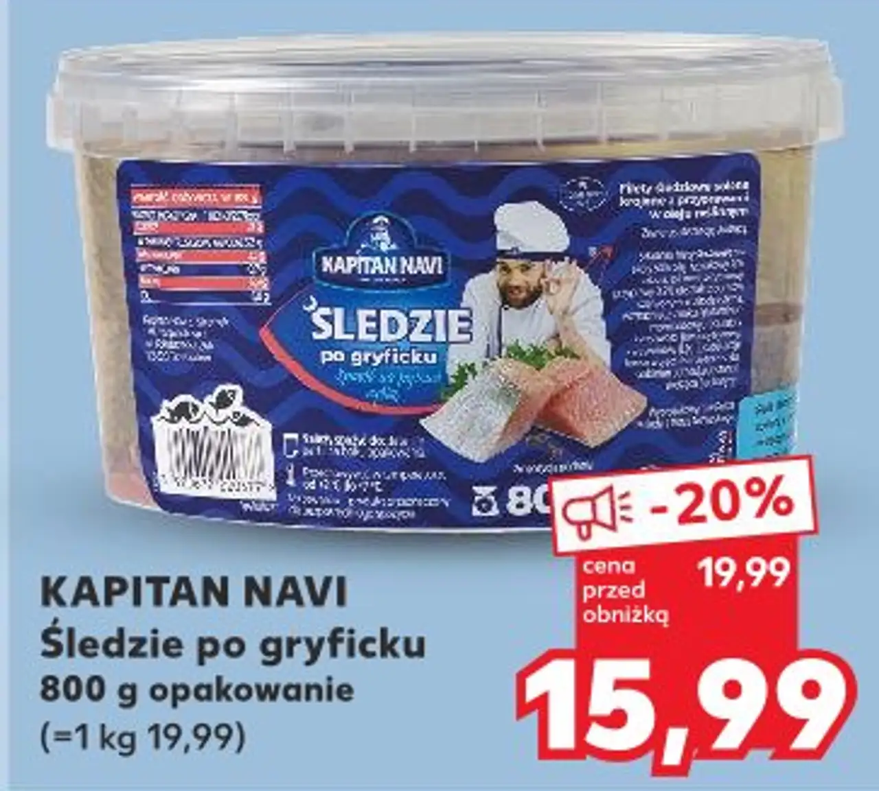 KAPITAN NAVI Śledzie po gryficku 800 g opakowanie (=1 kg 19,99)