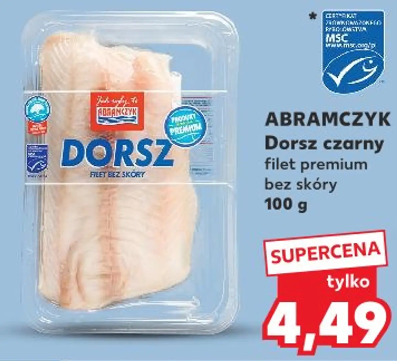 ABRAMCZYK Dorsz czarny filet premium bez skóry 100 g