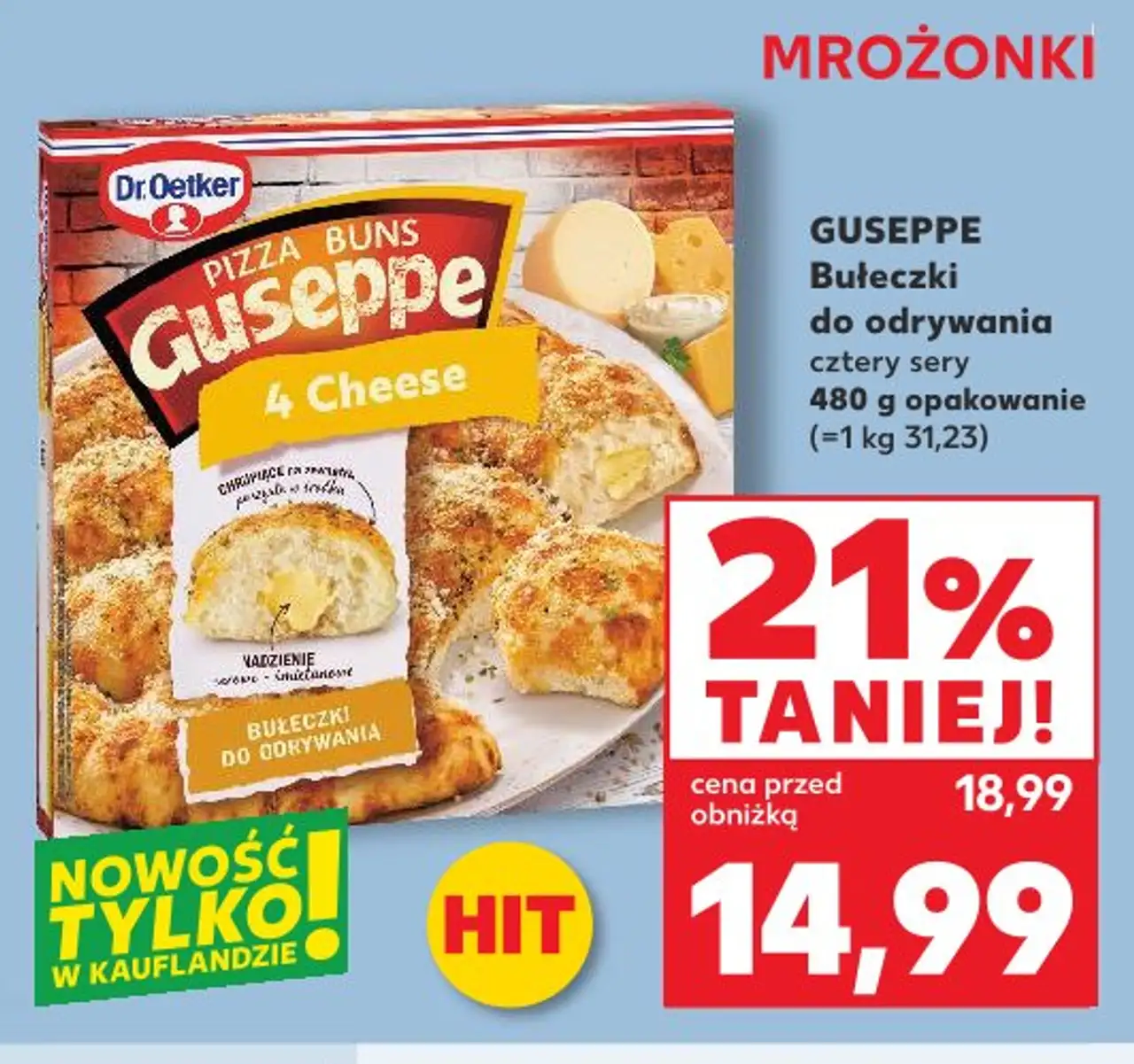 GUSEPPE Bułeczki do odrywania cztery sery 480 g opakowanie