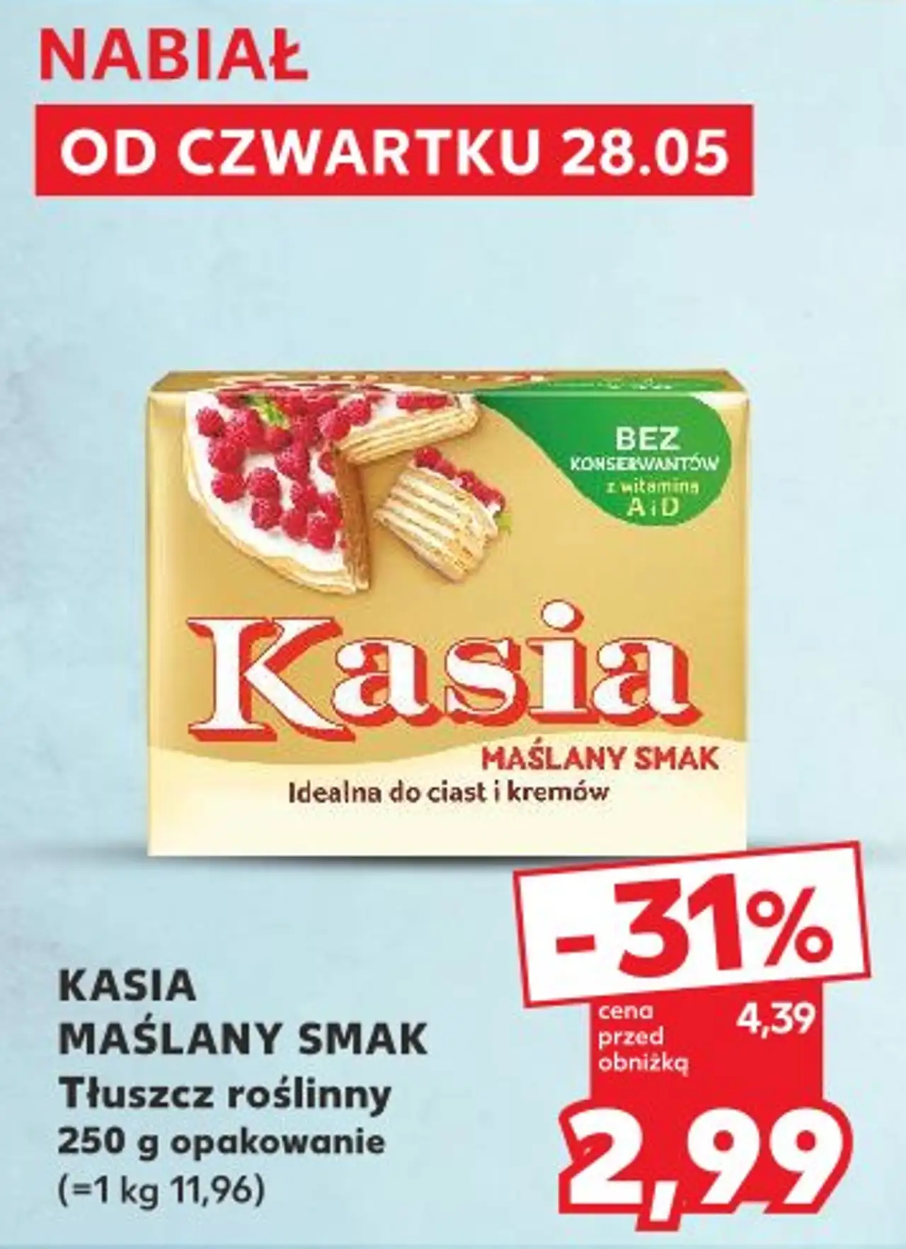 KASIA MAŚLANY SMAK Tłuszcz roślinny 250 g opakowanie
