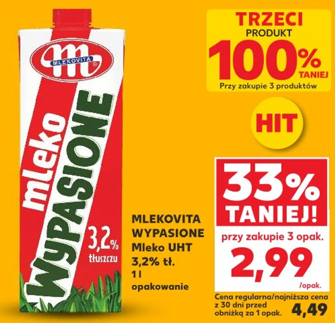 MLEKOVITA WYPASIONE Mleko UHT 3,2% tł. 1 l opakowanie