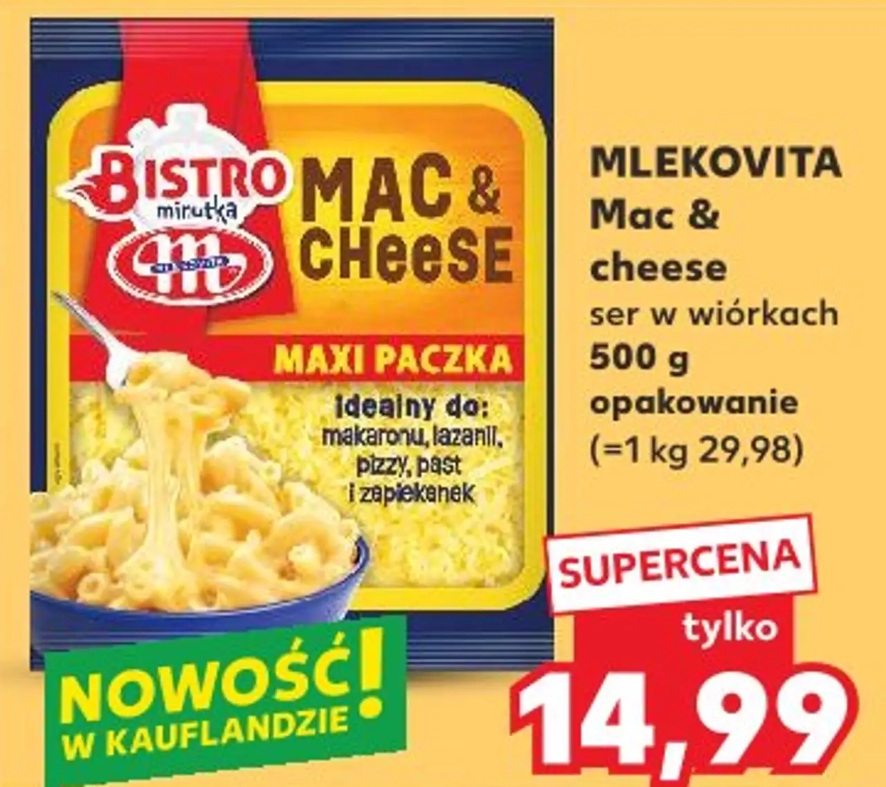 MLEKOVITA Mac & cheese ser w wiórkach 500 g opakowanie