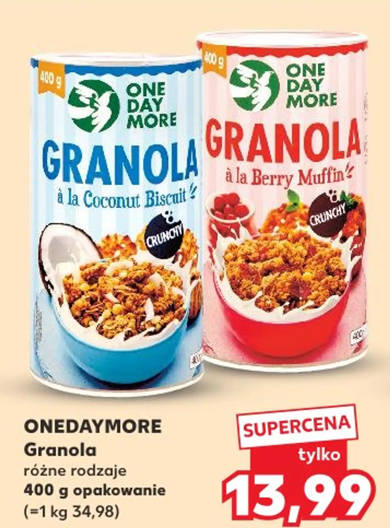 ONEDAYMORE Granola różne rodzaje 400 g opakowanie