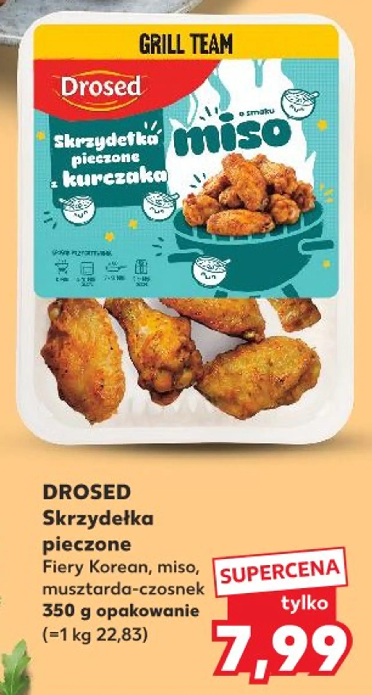 Drosed Skrzydełka pieczone Fiery Korean, miso, musztarda-czosnek, 350 g opakowanie