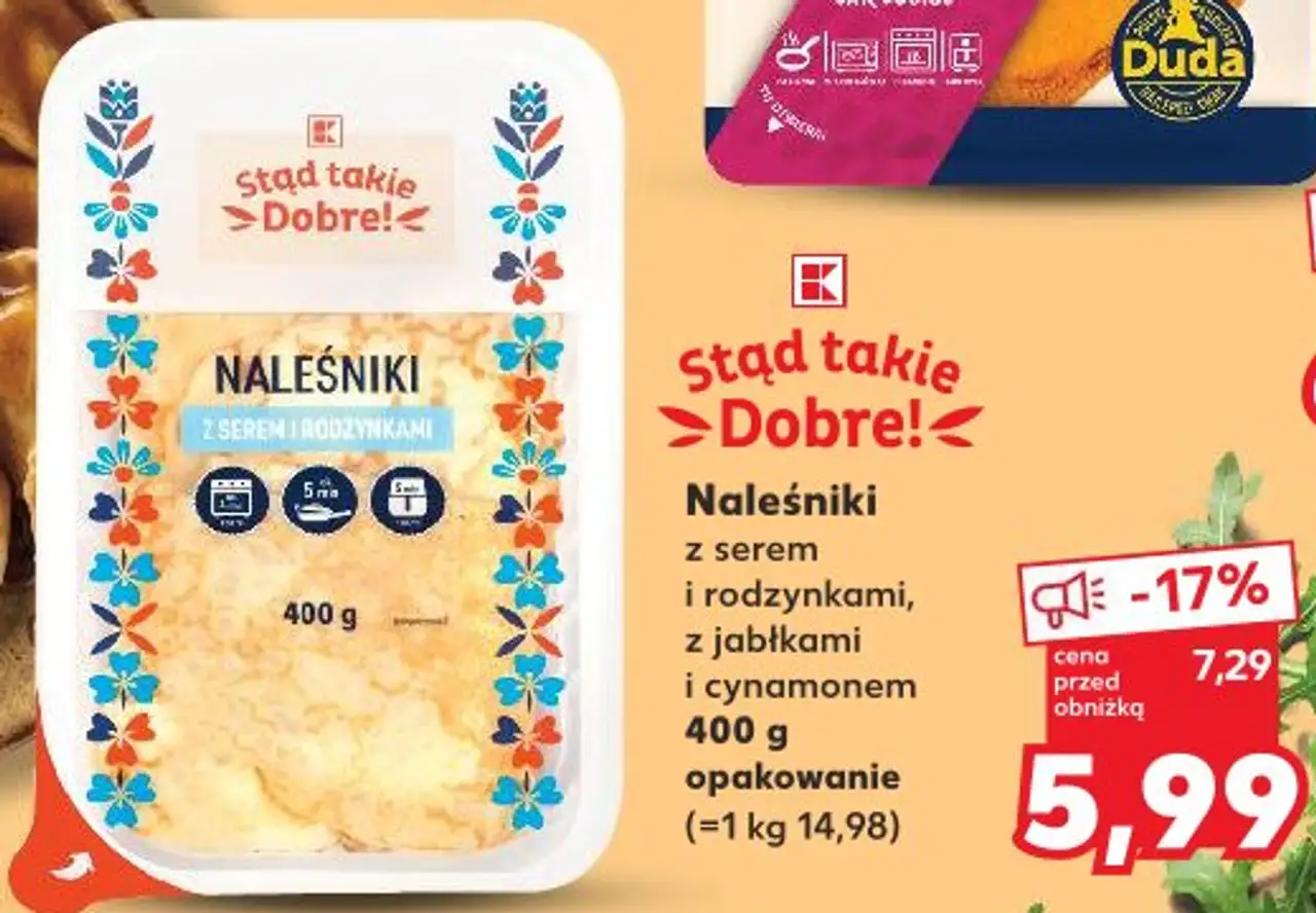 Naleśniki z serem i rodzynkami, z jabłkami i cynamonem 400 g opakowanie