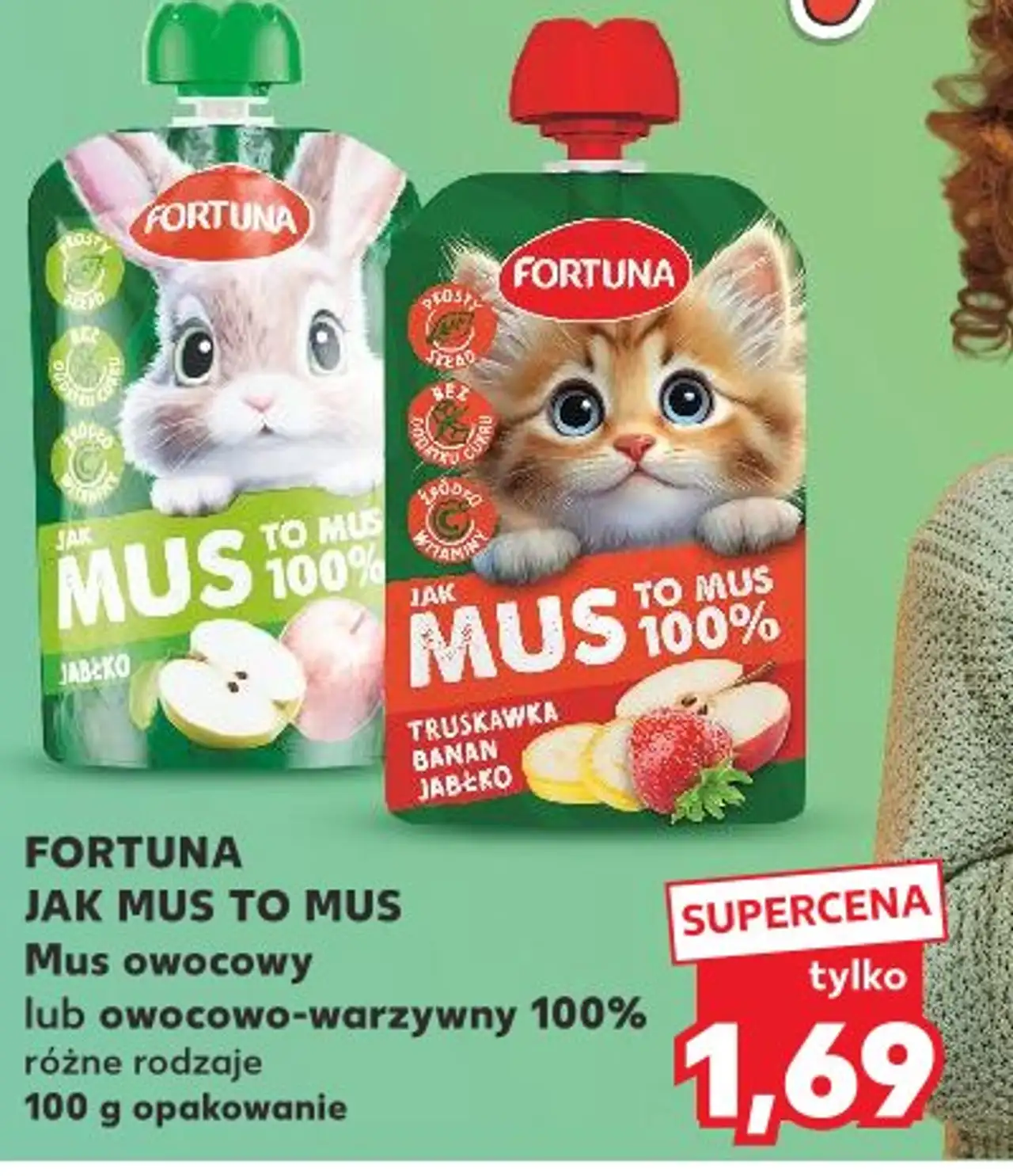 FORTUNA JAK MUS TO MUS Mus owocowy lub owocowo-warzywny 100%
