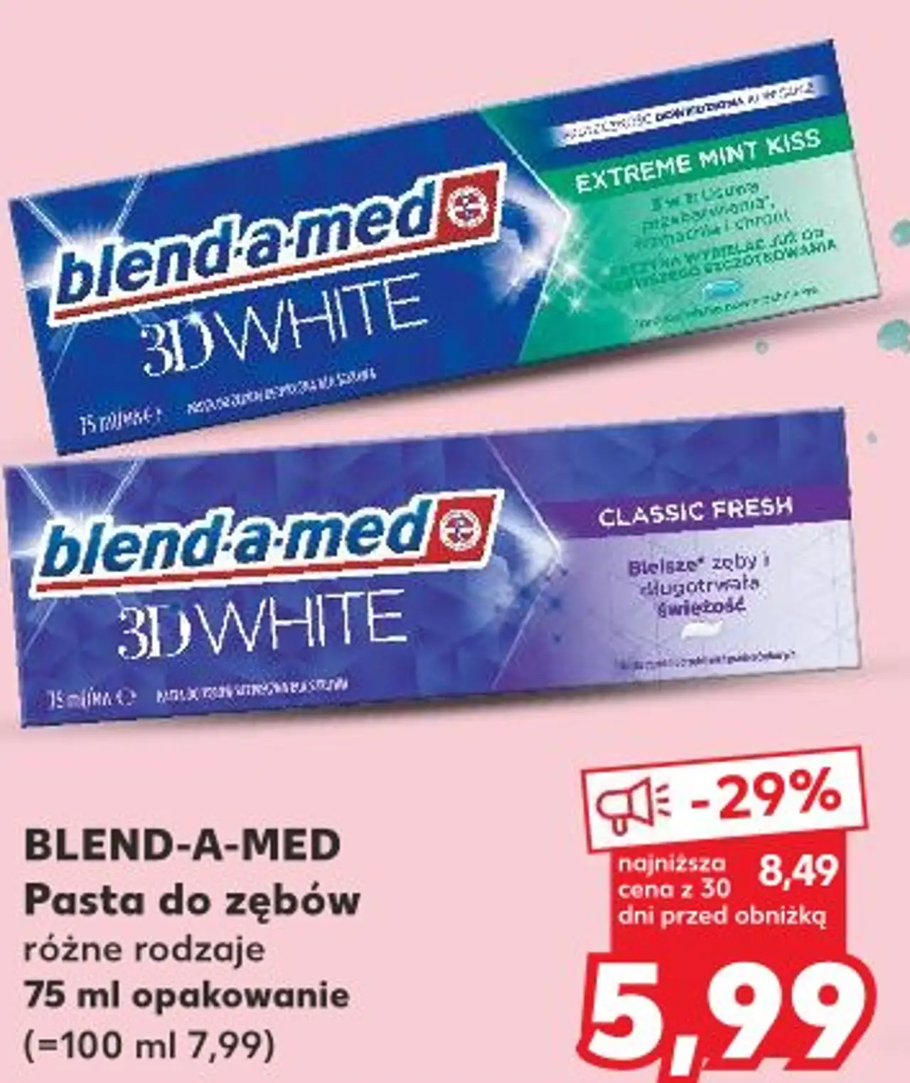 BLEND-A-MED Pasta do zębów różne rodzaje 75 ml opakowanie (=100 ml 7,99)
