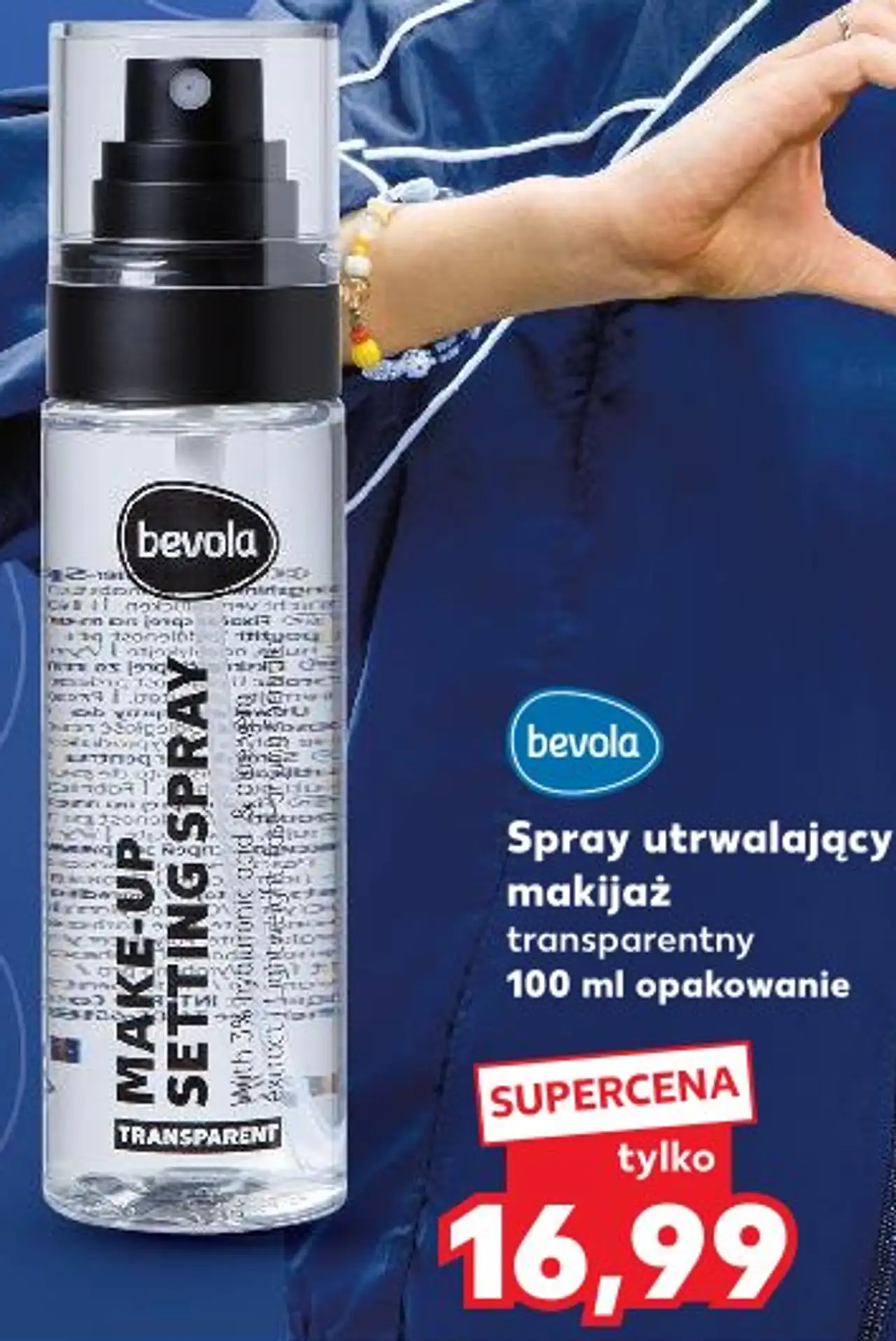 Spray utrwalający makijaż bevola transparentny 100 ml opakowanie