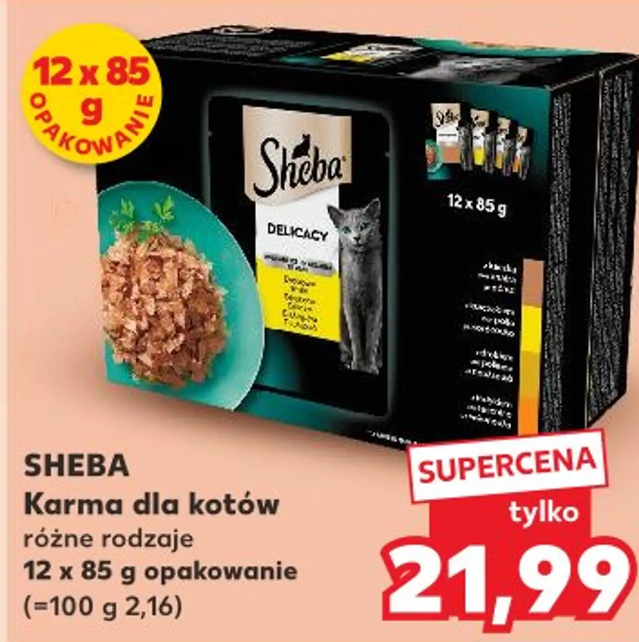Karma dla kotów różne rodzaje 12 x 85 g opakowanie