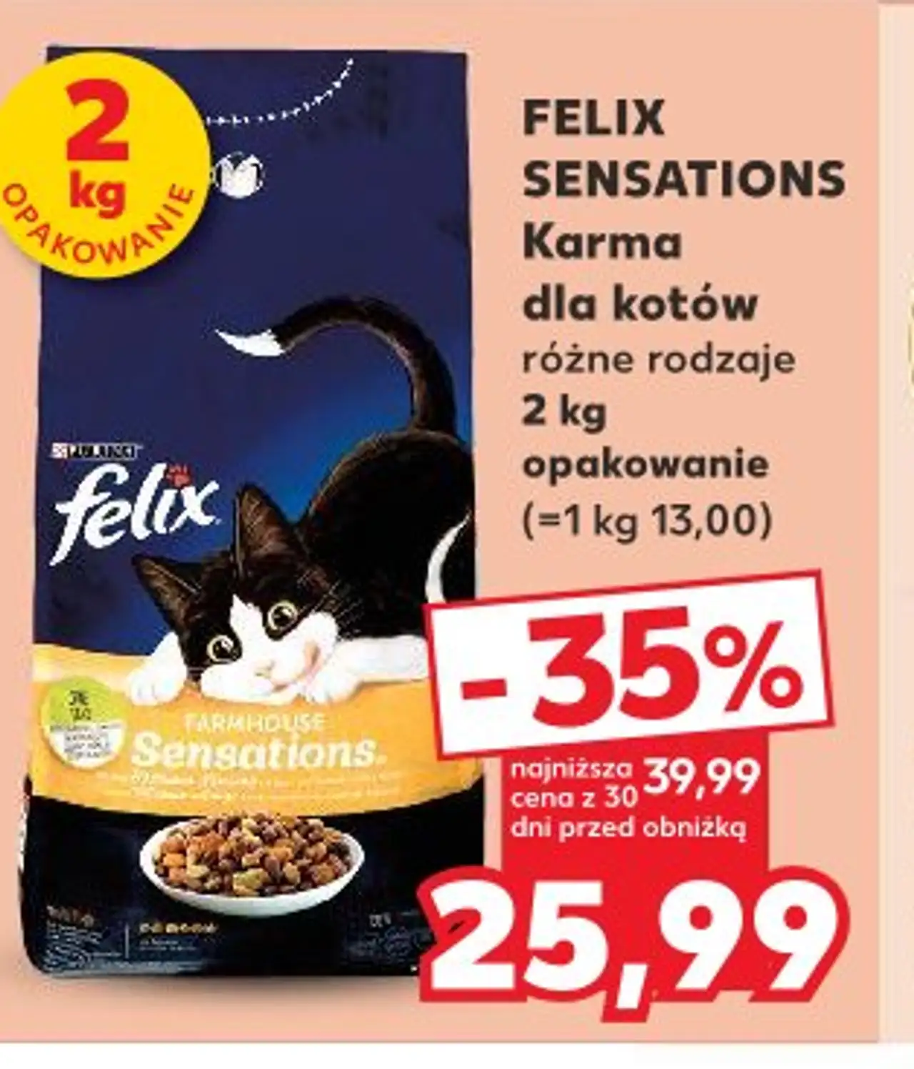 Karma dla kotów różne rodzaje 2 kg opakowanie