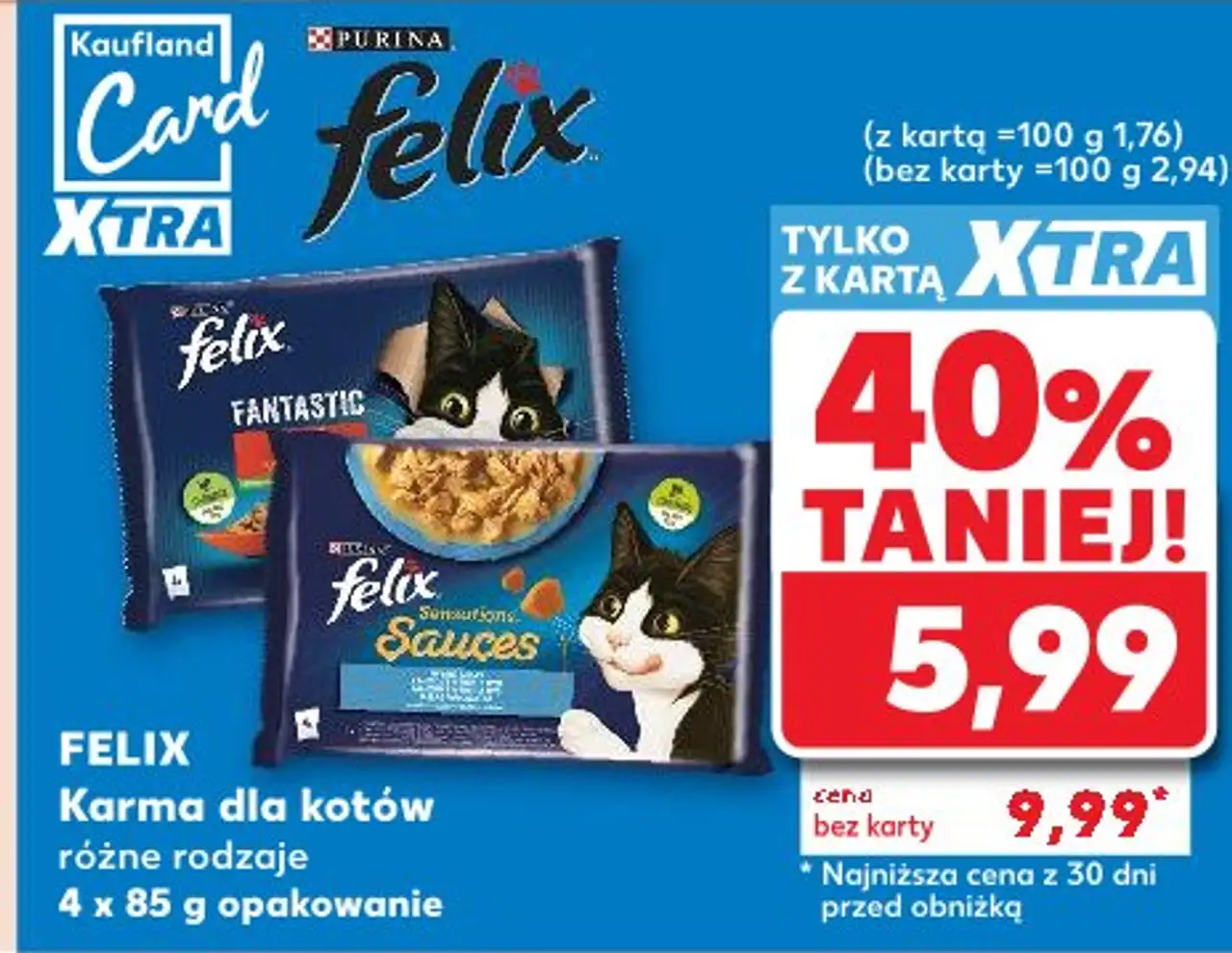 Karma dla kotów różne rodzaje 4 x 85 g opakowanie