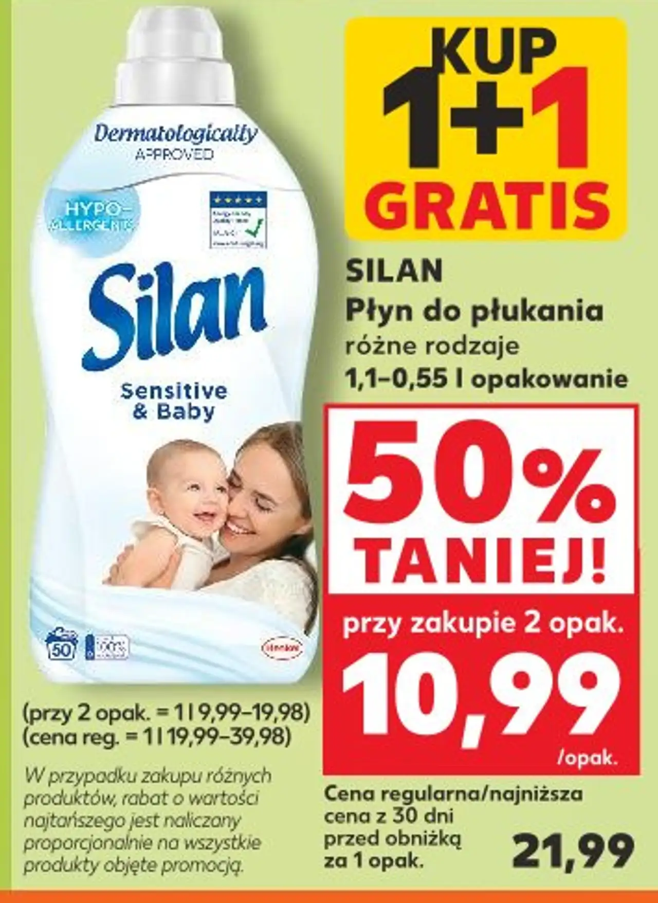 SILAN Płyn do płukania różne rodzaje 1,1-0,55 l opakowanie