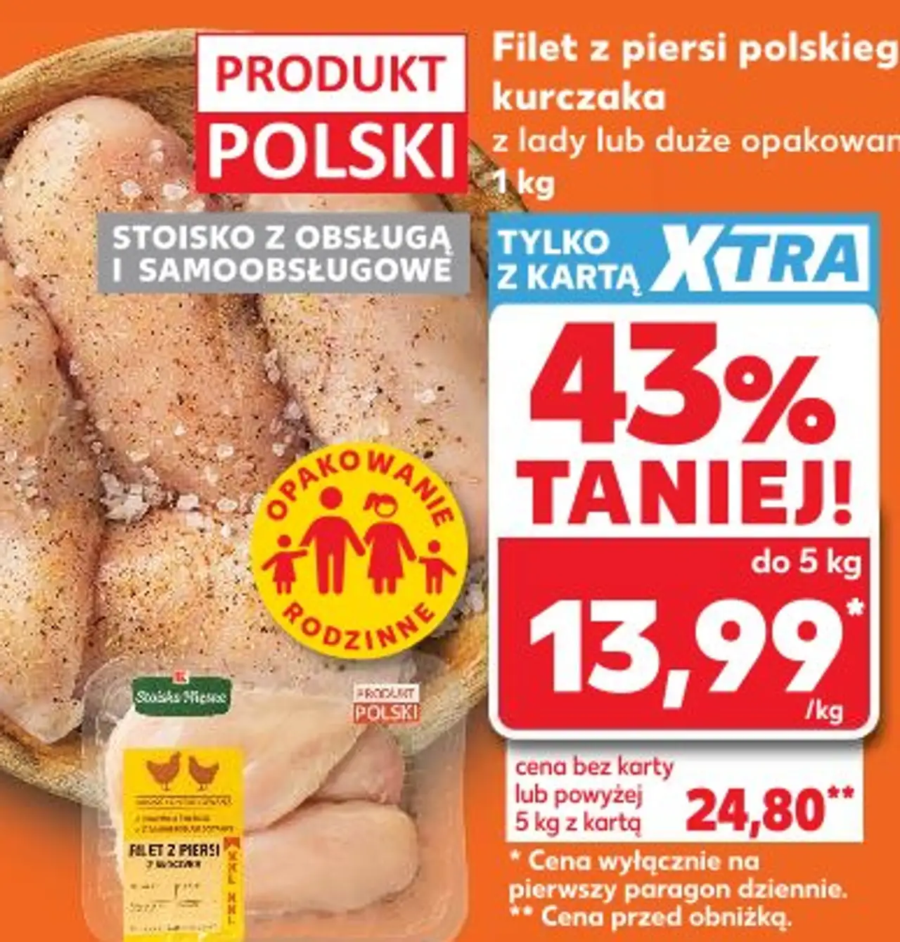 Filet z piersi polskiego kurczaka z lady lub duże opakowanie 1 kg