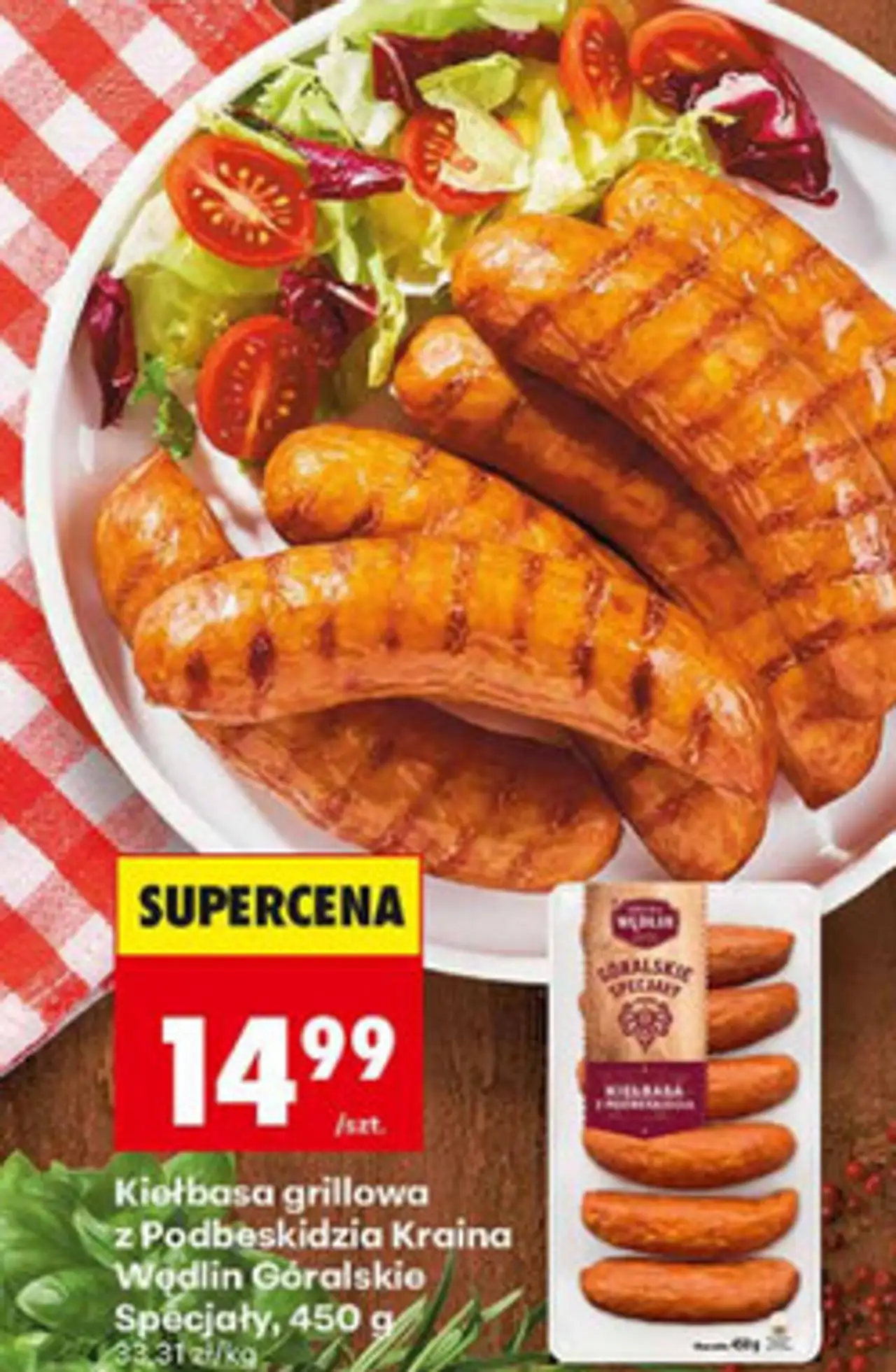 Kiełbasa grillowa z Podbeskidzia Kraina Wędlin Góralskie Specjały, 450 g